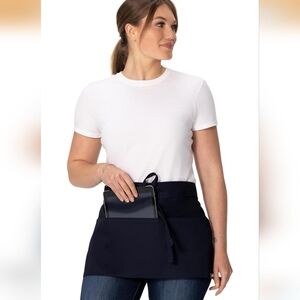 Chef Works Black Unisex Waist Half Apron with 3 Pockets